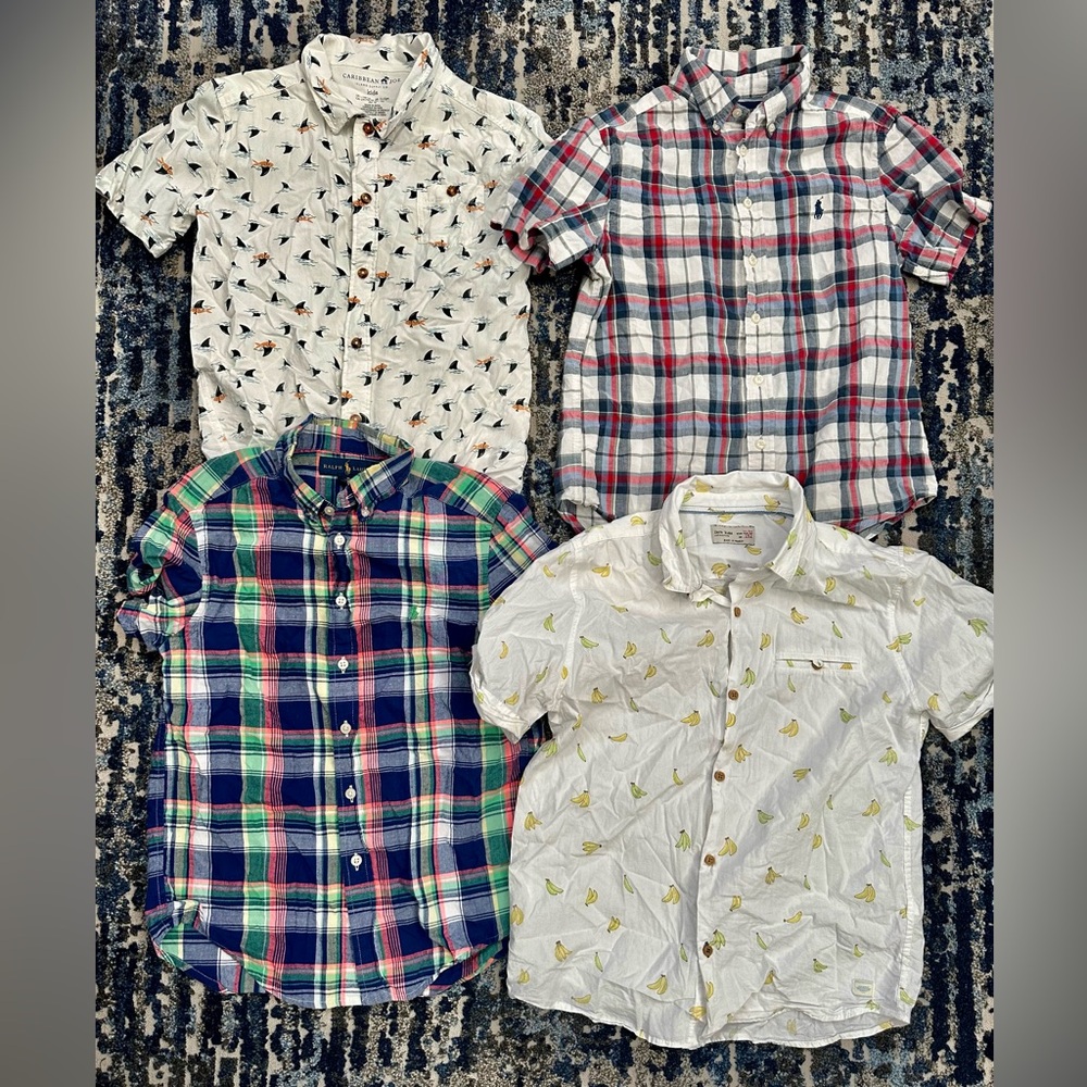 4 boys short sleeve shirts. Really cool for Summer or warm climate locations